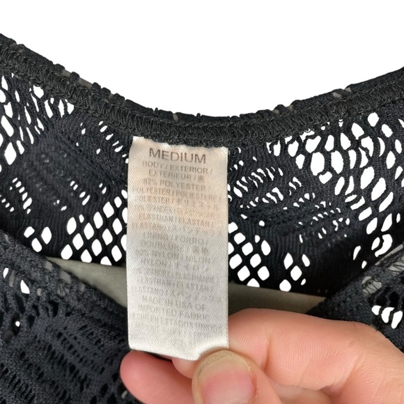 Mara Hoffman Black Crochet Knit Mesh Sheath Dress Size Medium - Picture 5 of 9